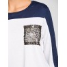 Sequin Pocket Contrast Color Long Sleeve Top