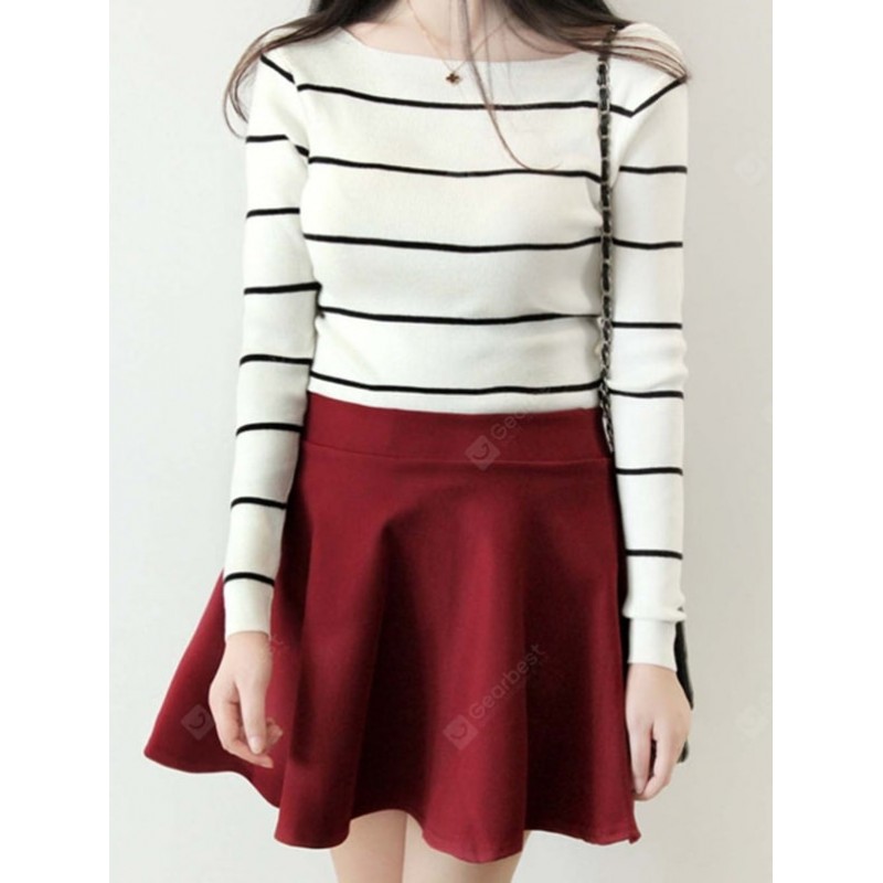 Version Of Commuter Fashion Long Striped Sleeved Sweater