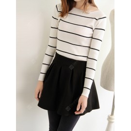 Version Of Commuter Fashion Long Striped Sleeved Sweater