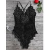 Scaolloped Eyelash Sheer Lace Teddy Bodysuit