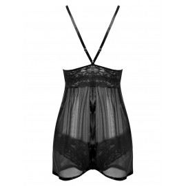 Slit Lace Sheer Slip Babydoll