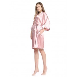 Women'S Colour Satin Kimono Robe