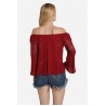 Off Shoulder Lace Jointed Thin Short T-Shirt for Women