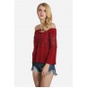 Off Shoulder Lace Jointed Thin Short T-Shirt for Women