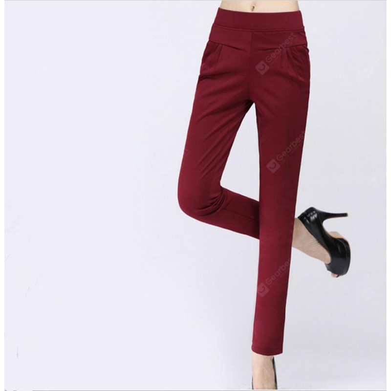 Women Casual Pencil Pants Elastic Waist Trousers