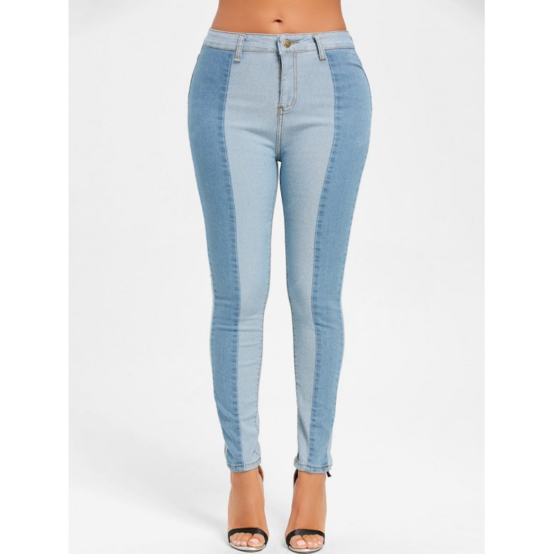 Two Tone Color Denim Jeans