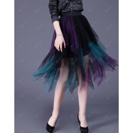 Spot Irregular Collision Stitching Mesh Skirt