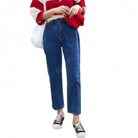 Tall Waist Thin Denim Trousers Female