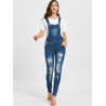 Ripped Cuffed Denim Dungarees