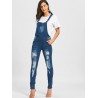 Ripped Cuffed Denim Dungarees