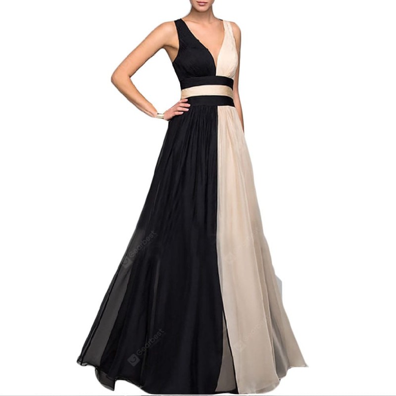 Women's Dress V Neck Solid Color Slim Maxi Long Dress