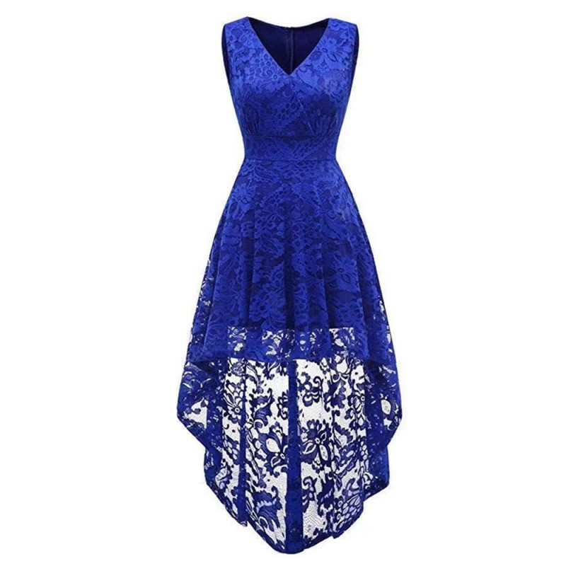 Women's Wear V Collar Sleeveless Cocktail Lace Dress