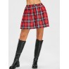 Pleated A-line Plaid Mini Skirt