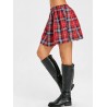 Pleated A-line Plaid Mini Skirt