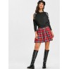 Pleated A-line Plaid Mini Skirt