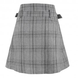 Plaid Flower Waist Thin A-Line Skirt