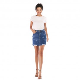 Women'S Skirt Frayed Hem Casual Slim Skirt