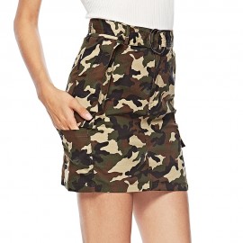 Women's Mini Skirt Camouflage Pocketed Skirt