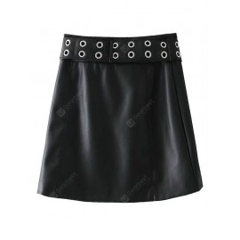 Zip Up Faux Leather Studded Mini Skirt