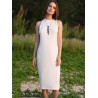 Women Jewel Collar Sleeveless Pure Color Sheathy Knitted Dress