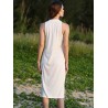 Women Jewel Collar Sleeveless Pure Color Sheathy Knitted Dress