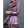 Women's PU Leather Fur Stitching Cotton Suit Down Coat