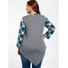 Plus Size Long Sleeve Asymmetrical Tartan T-shirt