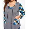 Plus Size Long Sleeve Asymmetrical Tartan T-shirt