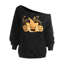 Plus Size Happy Halloween Pumpkin Sweatshirt