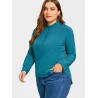 Plus Size Button Embellished High Low Blouse