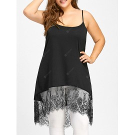 Plus Size High Low Lace Panel Cami Tank Top