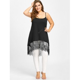 Plus Size High Low Lace Panel Cami Tank Top