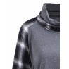 Plus Size Plaid Panel Turtleneck Tee