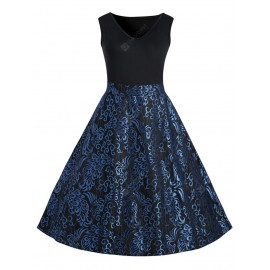 Plus Size Paisley Midi 1950s Vintage Dress