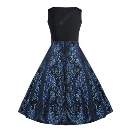 Plus Size Paisley Midi 1950s Vintage Dress