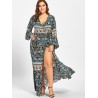 Plus Size Bell Sleeve Wrap Maxi Dress