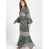 Plus Size Bell Sleeve Wrap Maxi Dress