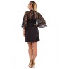 Women Plus Size Lace Mini Dress Stitching Flared Sleeve