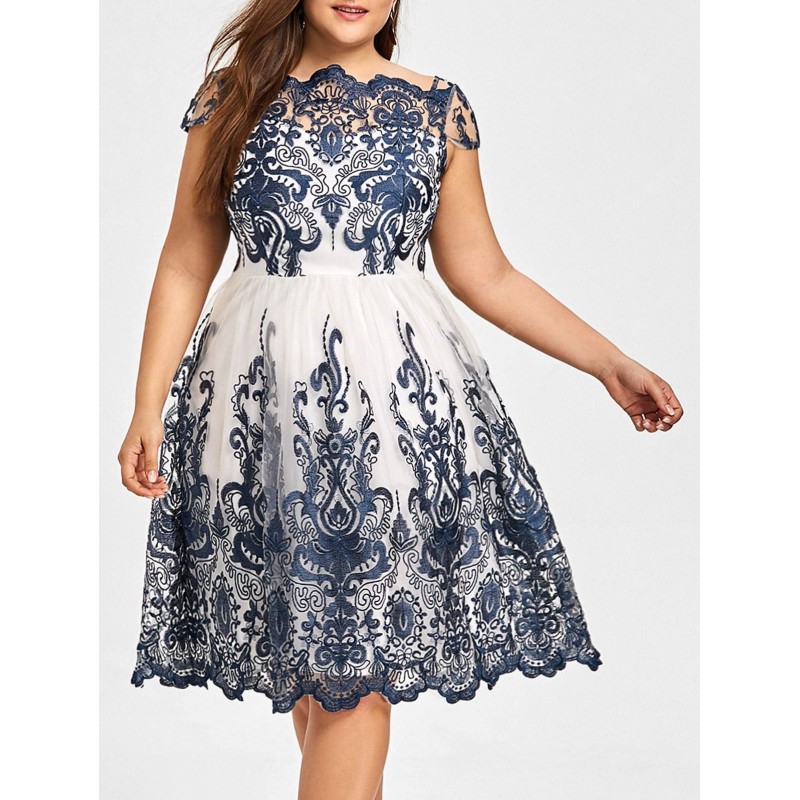 Plus Size Boat Neck Party Dress