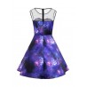 Plus Size Galaxy Print Sleeve Vintage Dress