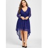 Plus Size Surplice Lace High Low Dress