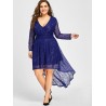 Plus Size Surplice Lace High Low Dress