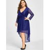 Plus Size Surplice Lace High Low Dress