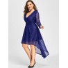 Plus Size Surplice Lace High Low Dress