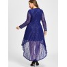 Plus Size Surplice Lace High Low Dress