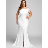 Off The Shoulder Lace Slit Plus Size Dress