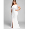 Off The Shoulder Lace Slit Plus Size Dress