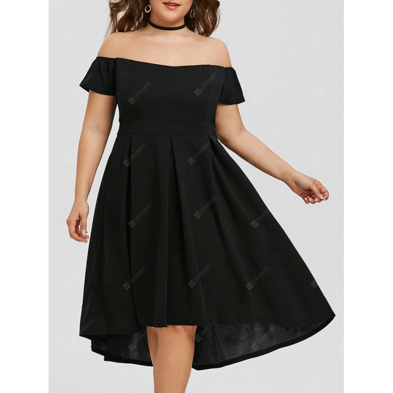 Plus Size Off The Shoulder High Low Dress