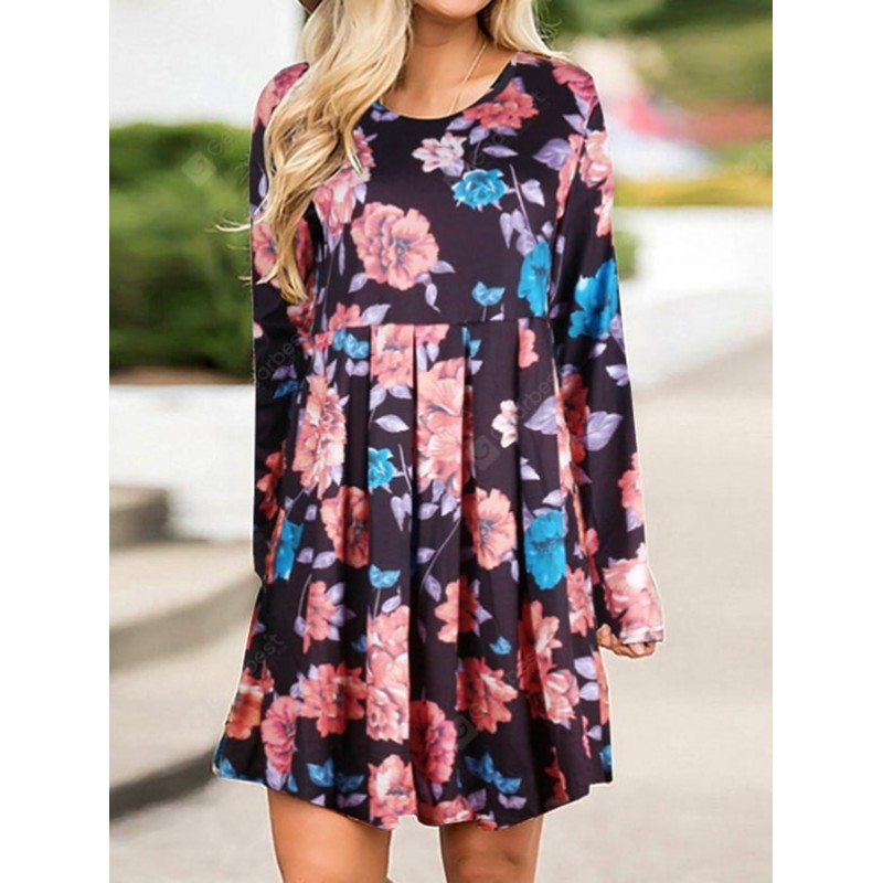 Women Print Comfortable Long Sleeve Dress