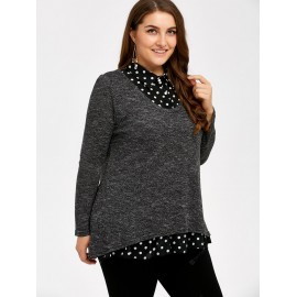 Plus Size Polka Dot Insert Sweater